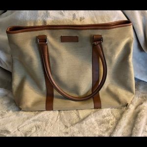 Gucci Bucket Bag Vintage Canvas Leather Trim